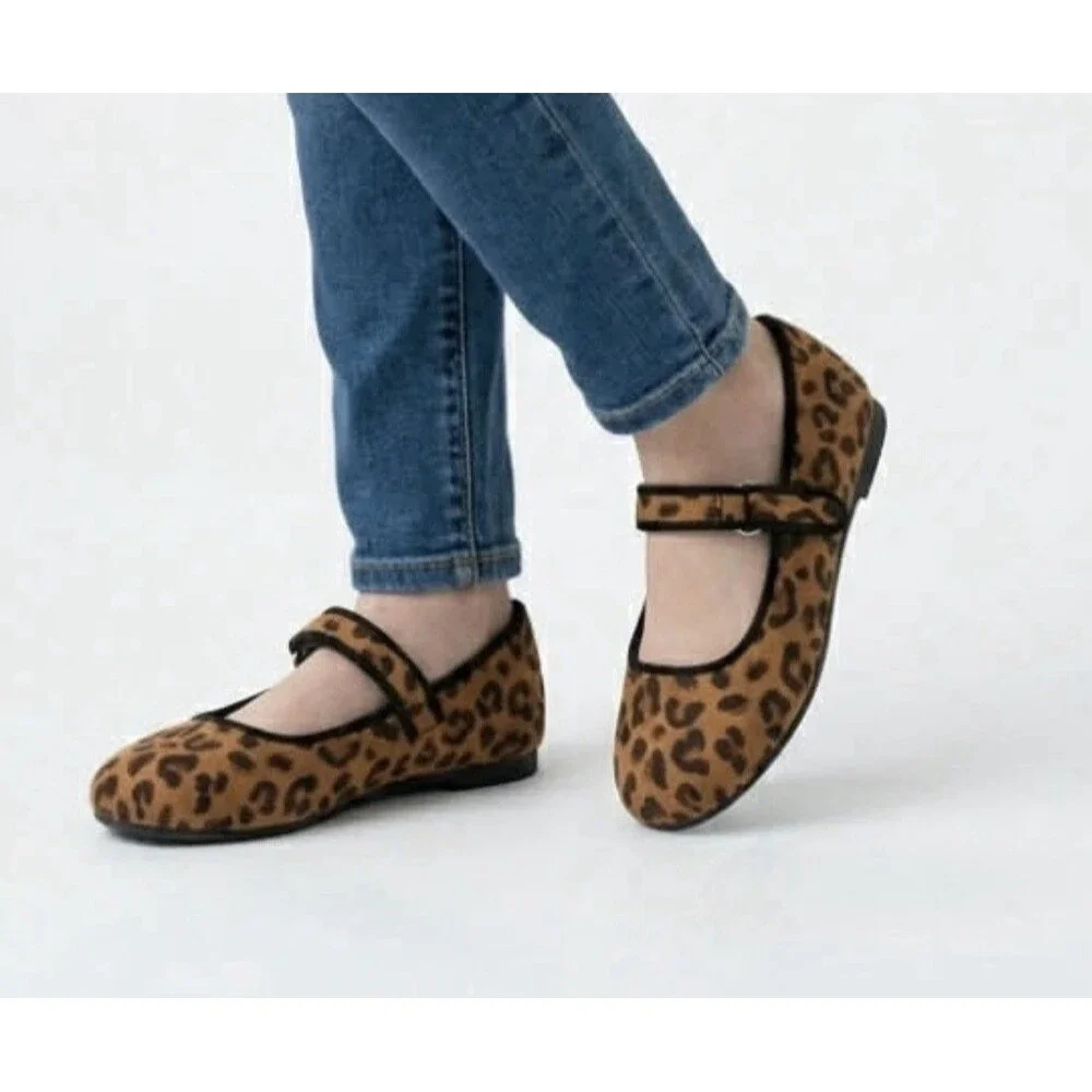 Cat & Jack Toddler Girl's Addy Leopard Print Ballet Flats Size 10 New